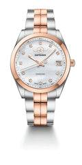 Queen Face Waterproof Made Stainless Lady Quartz Haftavani Diamond Diamonds Genuine Bicolour Marble -100M Gold Silver-Rose - Swiss Steel - With Watch –