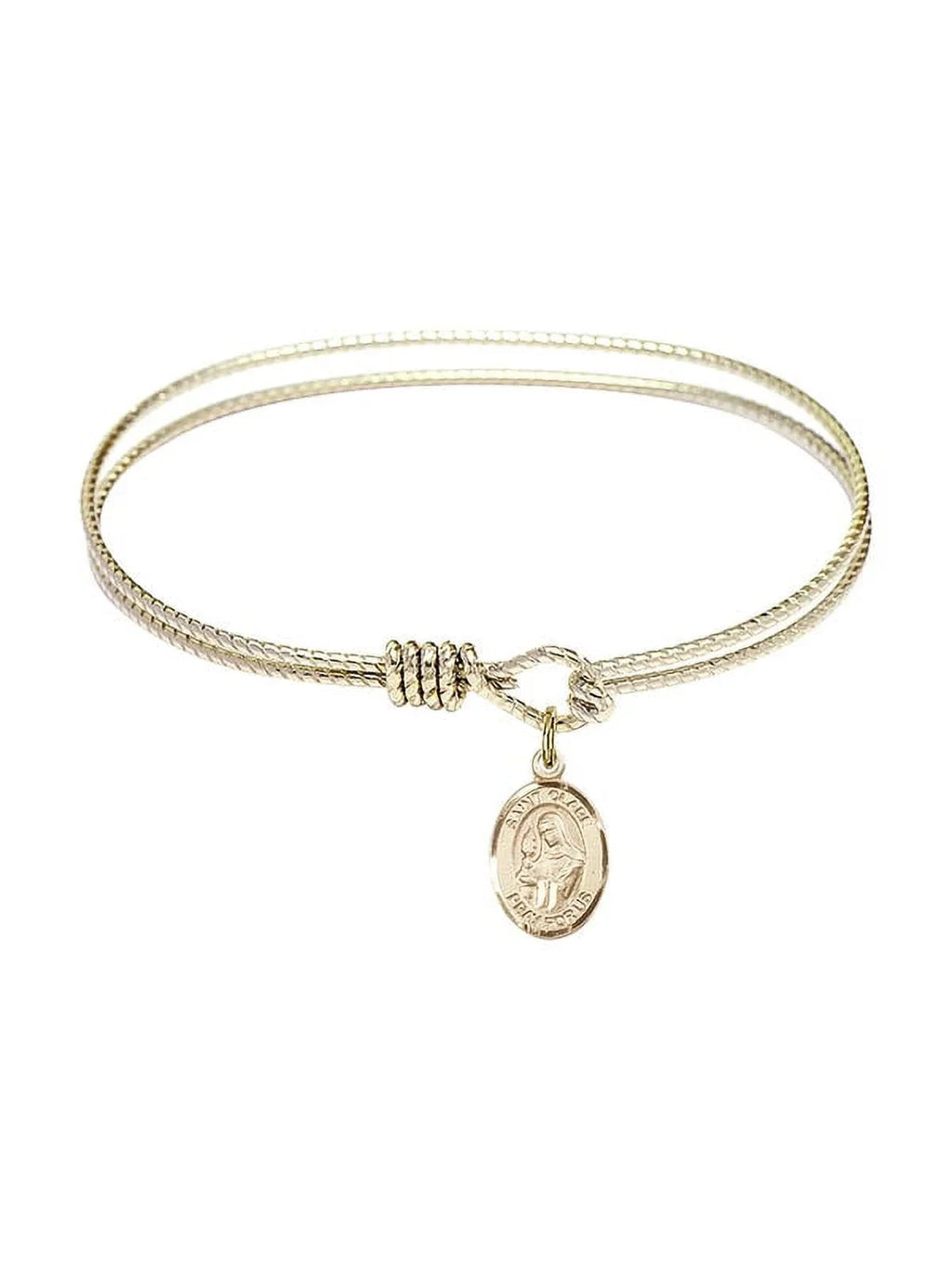 in w/ inch Gold-Filled 6 Oval Bangle Eye 1/4 Bracelet Hook St. Assisi of Clare