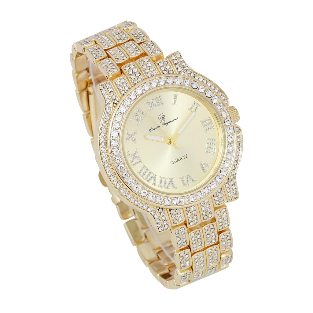 True Iced Testament Glamour Watch, Diamonds Timeless a Crystal Out Women's to (L0504LA-T Beauty Luxury Classic-GLD) and blinged-Out