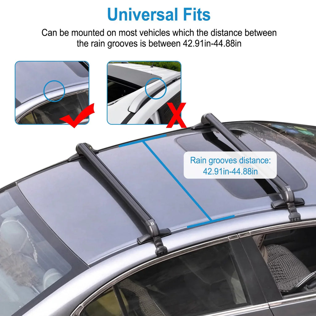 Adjustable Bike Roof Frame Crossbar Cross for Kayak Pieces new 43in Lock Rack Car Bar, Anti-Theft Cargo with Window Luggage-2 Hooks Universal