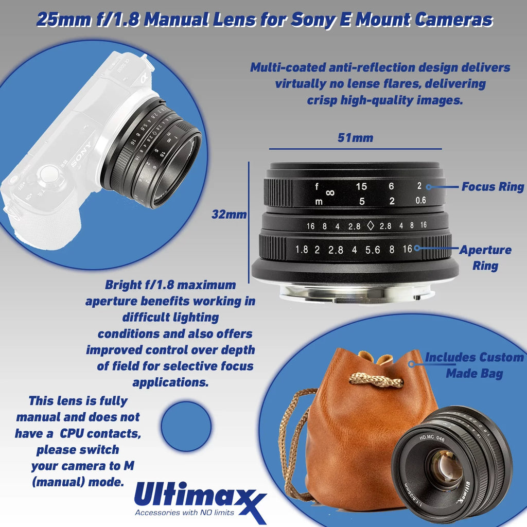 Much Lightweight 25mm Tripod SanDisk 64GB Mirrorless Lens & Accessory f/1.8 Deluxe & FE Manual Bundle: SDXC, + Lens Camera More 28-60mm 72” Alpha a6400 with Ultimaxx f/4-5.6 Ultra Digital
