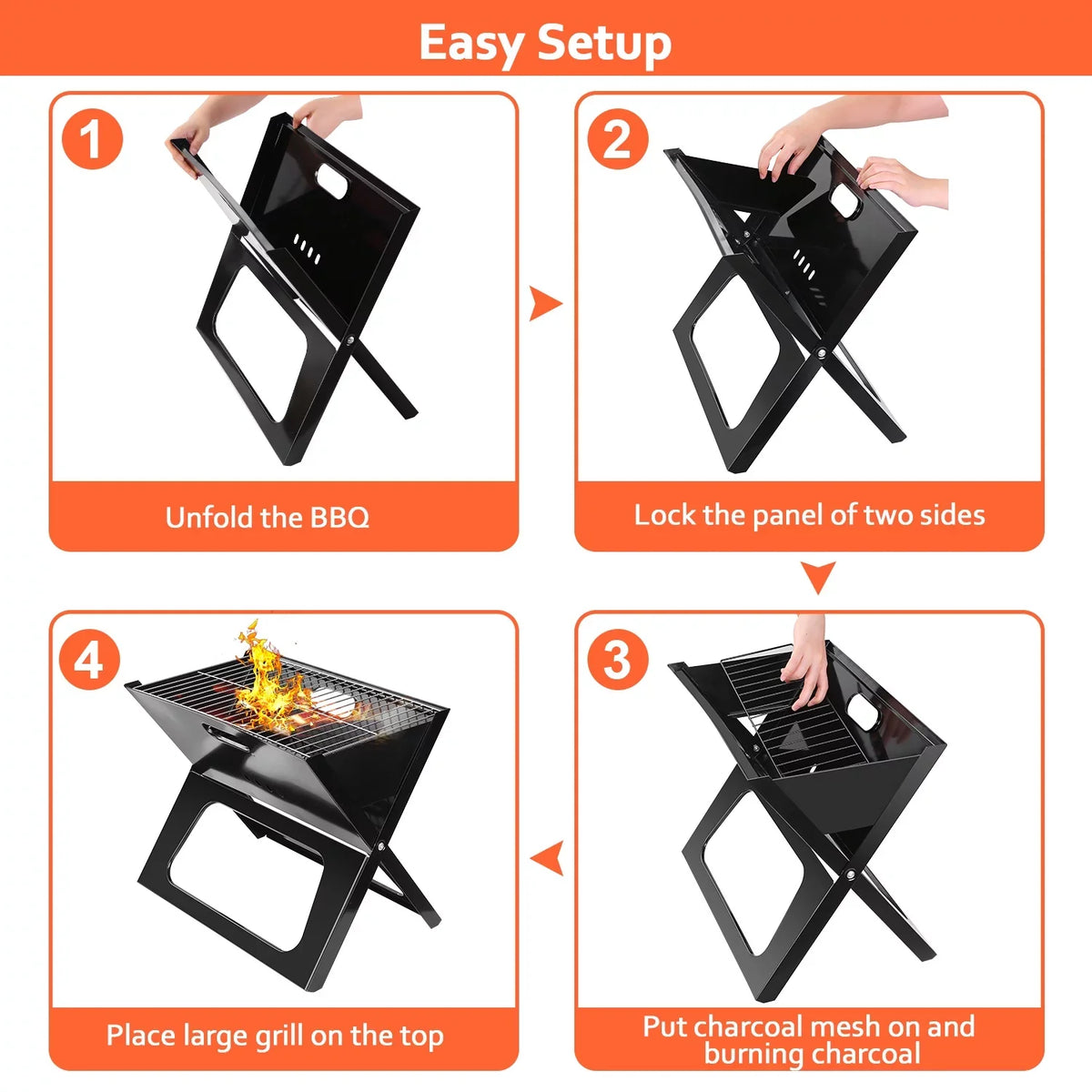 Outdoor Steel Portable with iMountek Grill 10Pcs Camping Garden BBQ Foldable Barbecue Grill Charcoal BBQ Travel