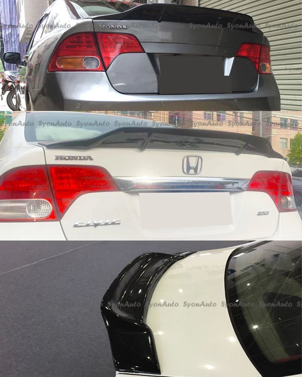 CIVIC HIGHKICK WING BLACK GLOSSY 2006-2011 TRUNK SPOILER SEDAN HONDA RS FITS STYLE