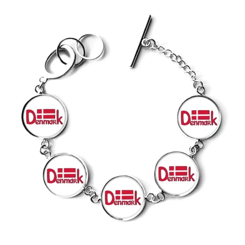 Red Charm Pattern Demark Bracelet Jewelry Chain Bangle Flag National