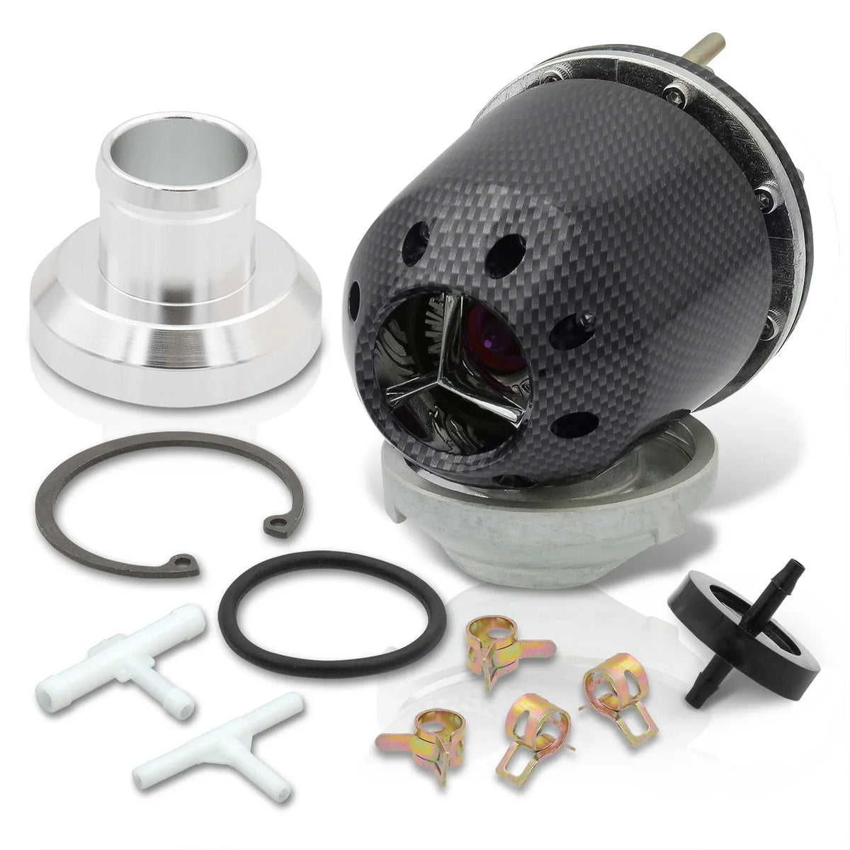 Universal Fiber) Aluminum high quality (Carbon Style Valve Off Kit BOV Billet Blow - Adapter Flange O-Ring Turbo SQV Weldable Turbocharger + Charger