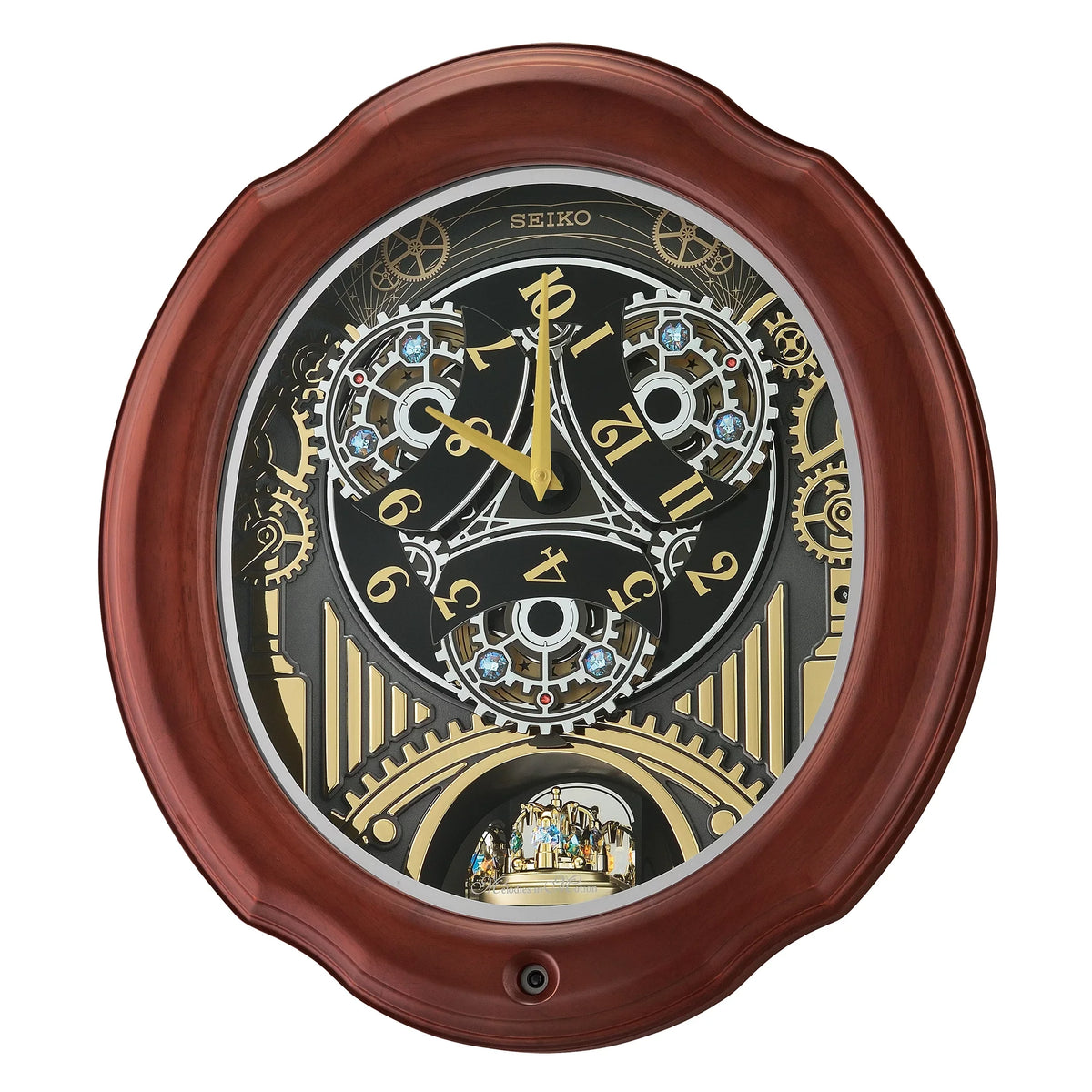 Wood Rotating Melodies Classic Traditional Motion, Crystals and Music Frame Pendulum Brown Pipes QXM392BRH In new Chimes