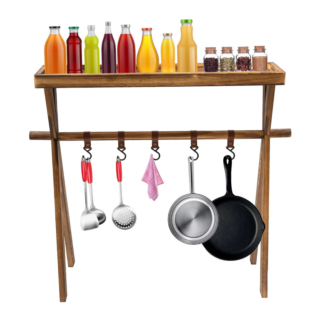 Wooden Grill Picnic Camping, Outdoor Shelf BBQ Rack Rack Picnic, for Storage Miumaeov Portable Table