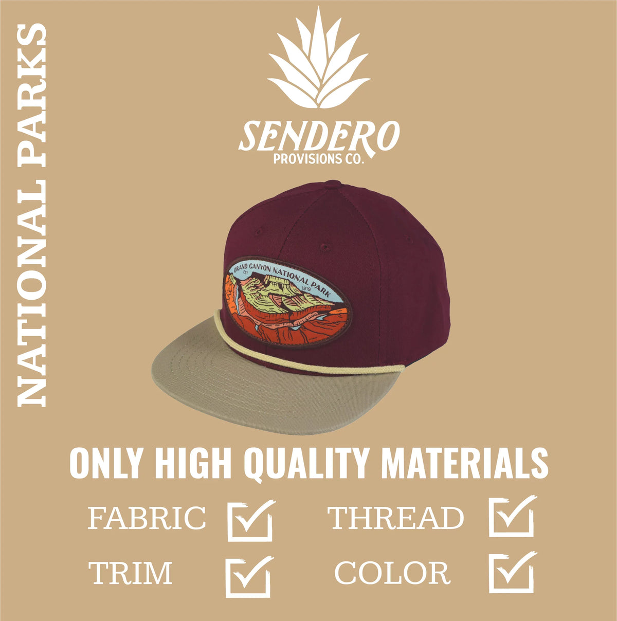 Snapback Canyon Park Provisions special edition Hat National Sendero Grand Wine/Khaki Cap