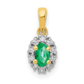 Emerald and QPM5252-EM-010-YA and Rhodium Pendant 14k Oval Diamond