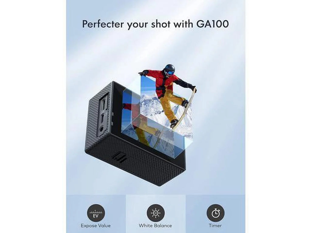 Wide Remote GA100 170° Action Dual Helmet EIS, high quality 20MP Camera Accessories Mount Control, and Underwater 30FPS, WiFi 4K Waterproof Microphone Batteries with Camera, 40M Camera 2x1050mAh Angle Kit