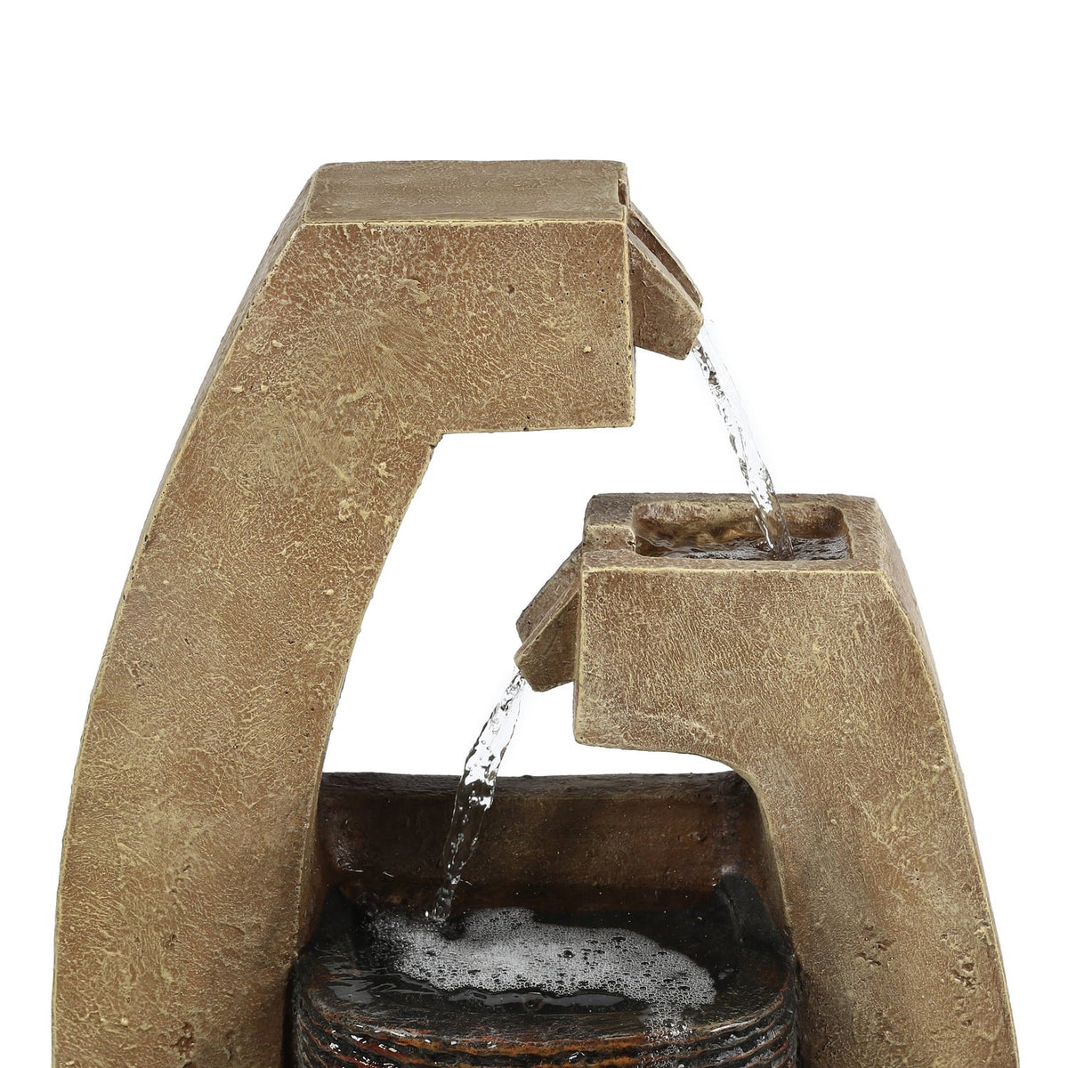 Sculpture Fountain Light Outdoor Country Brown Cement Cottage Modern HomeStock Led With