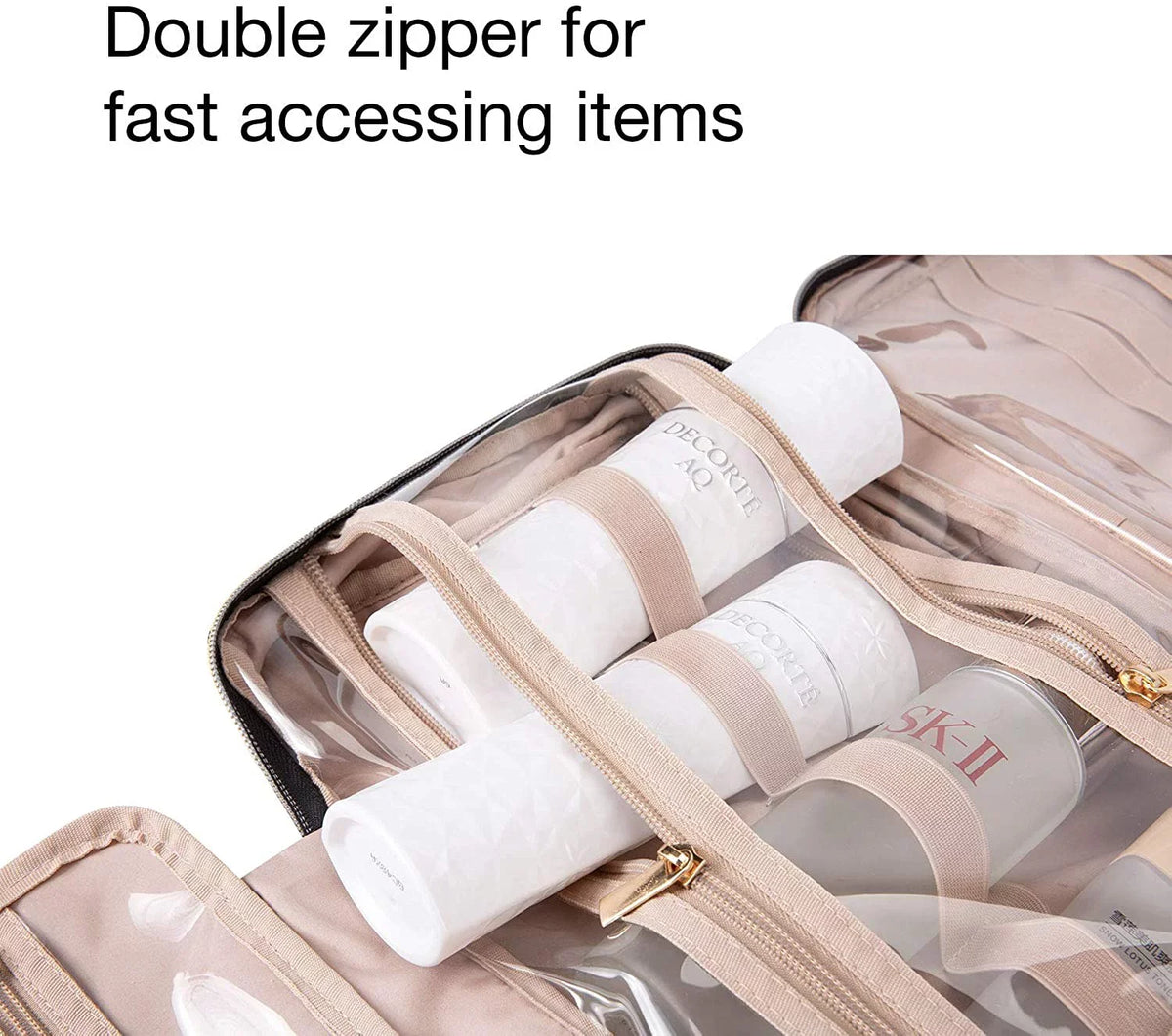 Makeup Bag Toiletry Bag Full with Accessories, Organizer Hook, Shampoo, Sized Toiletries Container, Water-resistant Bag for Hanging Travel Travel Cosmetic