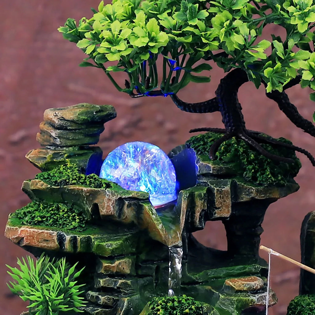 Indoor Shui with ZhdnBhnos Water Light Ornament Table Zen Fountains Rockery Decoration LED Feng Waterfall Desktop