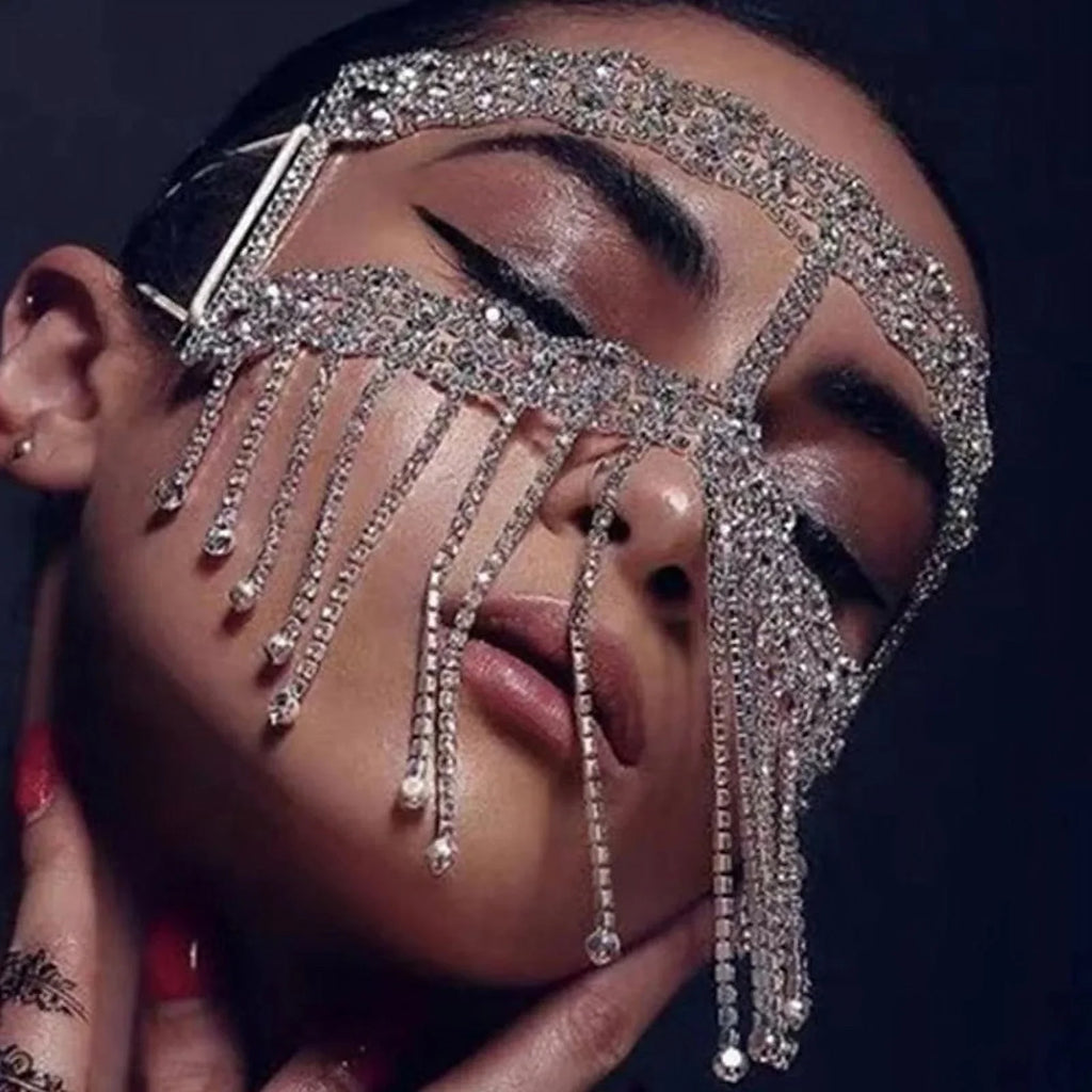 Jewelry Rhinestone Women Face Accessories Crystal Mask Halloween Tussle