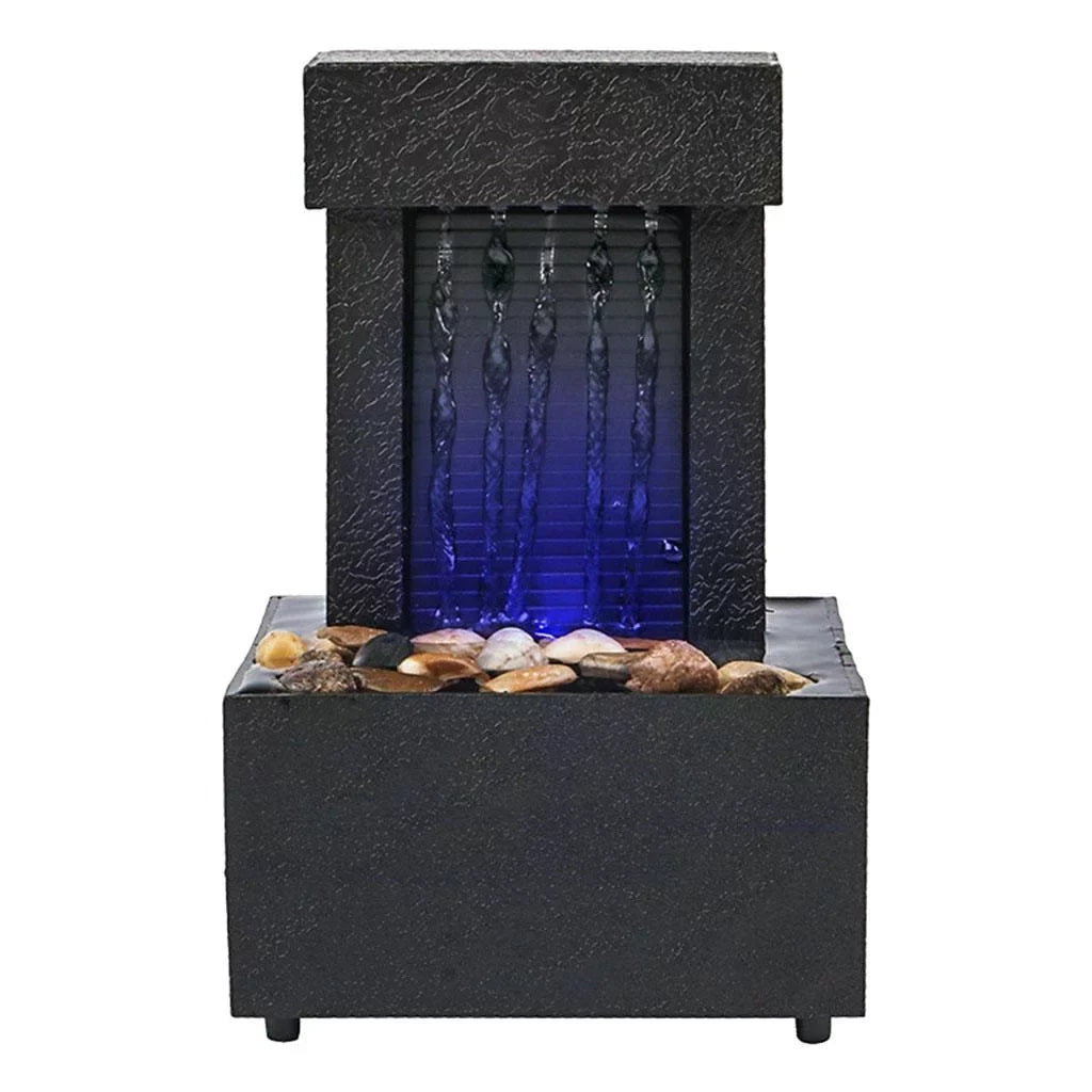 USB/AA Desktop Light Fountain Living LED Waterfall Water Room, Decoration Relaxation, Battery for Sound Indoor Water Office