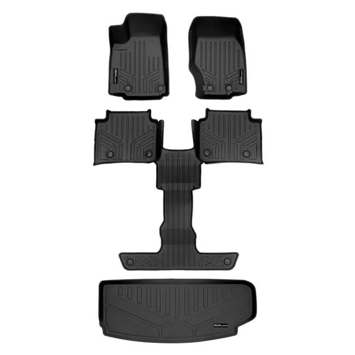 All Row Liner the SA0568-B0570-E0568 Set Fit 2021-2023 Black Cherokee & 3 Mat Liner Floor Custom 3rd L, Black Cargo Jeep Behind Row for Weather Grand