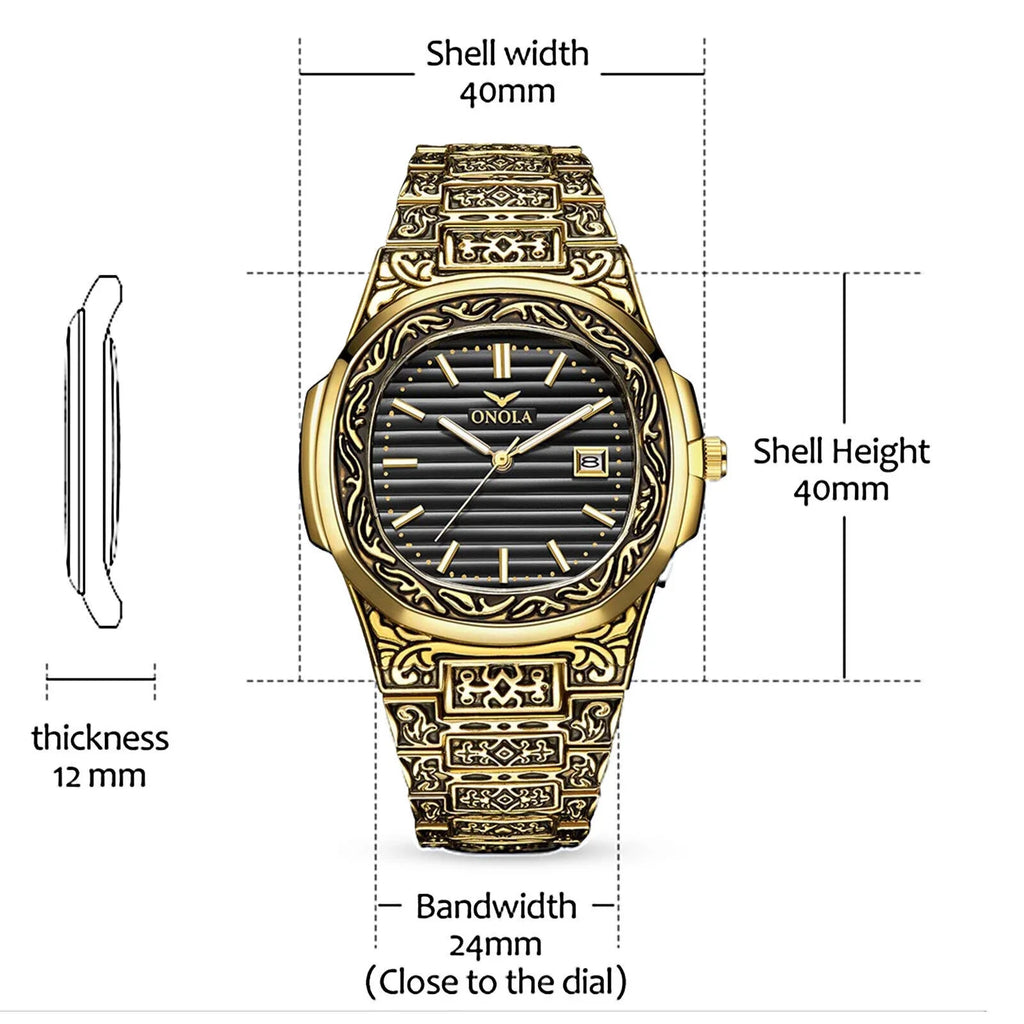 Retro Quartz Gold Hombre Waterproof Watch Relojes De Steel new Stainless Men's Wrist