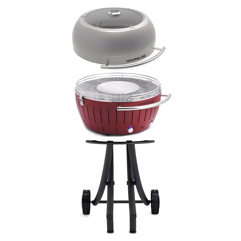 Glass Dining Cover with Lid high quality Stand Outdoor Red for - Smokeless LotusGrill Barbecue and