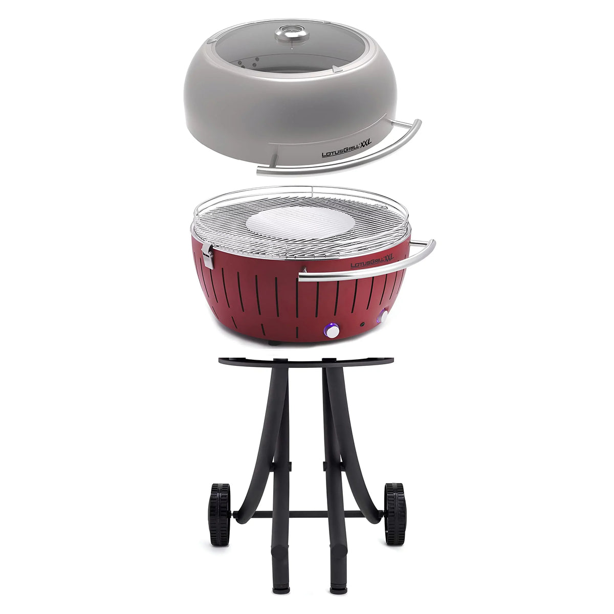 Glass Dining Cover with Lid high quality Stand Outdoor Red for - Smokeless LotusGrill Barbecue and