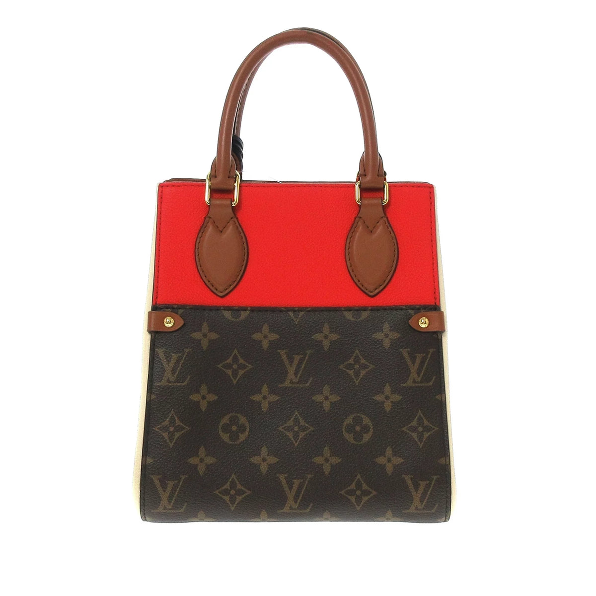 Canvas (Good) Satchel Unisex PM Tote Louis Brown Vuitton Authenticated trendy Fold Monogram Pre-Owned