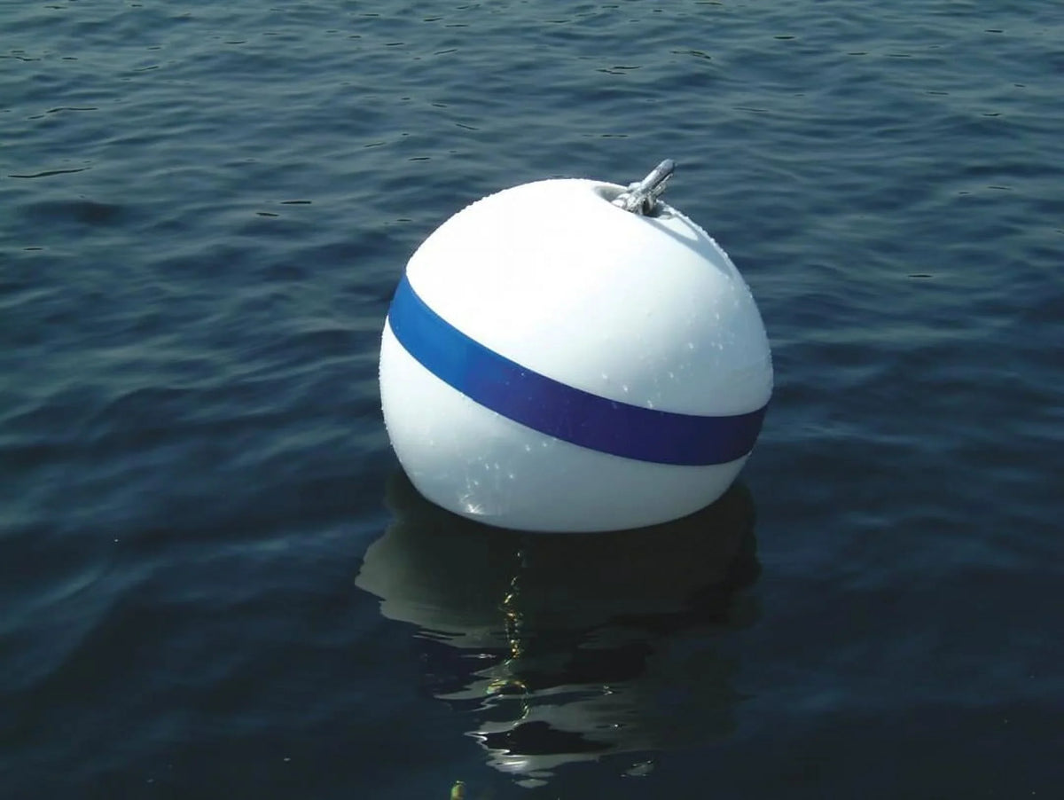 Sur-Moor Mooring Buoy, Taylor Striping White Blue with Reflective T3C