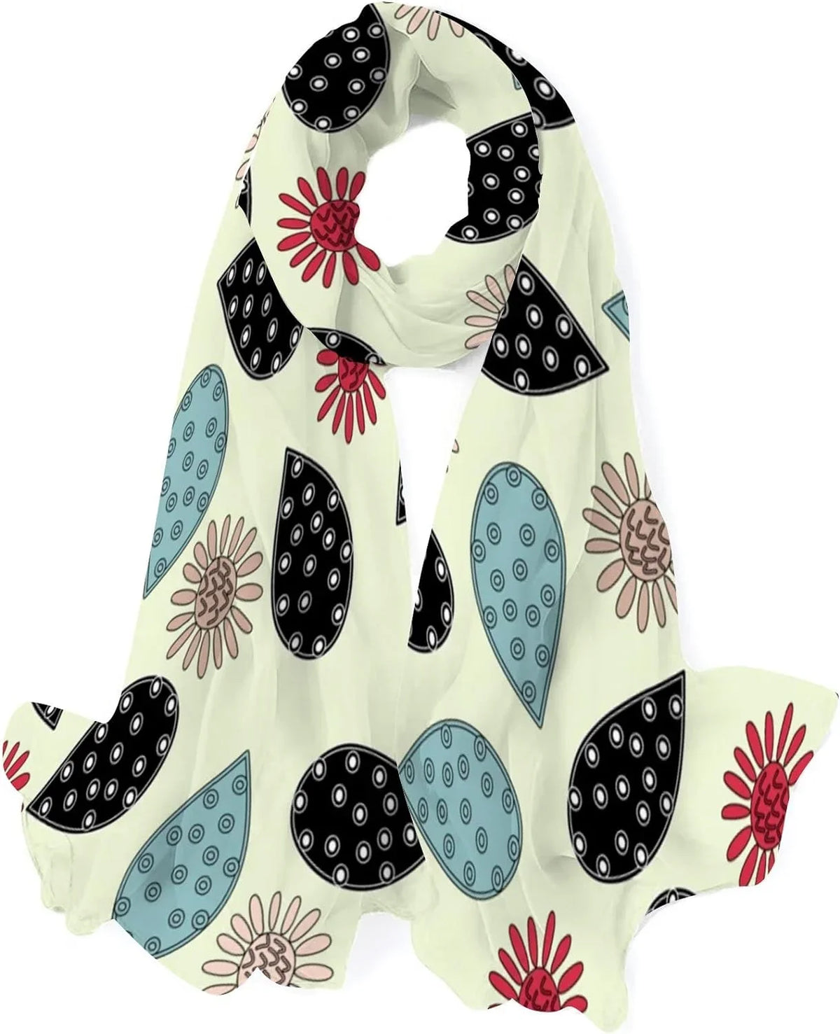 Silk Girls Women Hyjoy for Scarves Long high quality Lightweight Wrap Neck Scarf Doodles Shawl Flower
