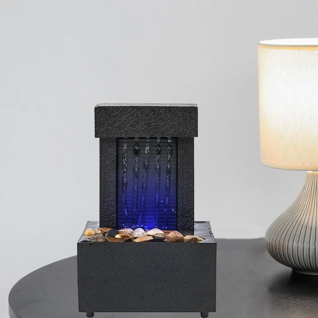USB/AA Desktop Light Fountain Living LED Waterfall Water Room, Decoration Relaxation, Battery for Sound Indoor Water Office