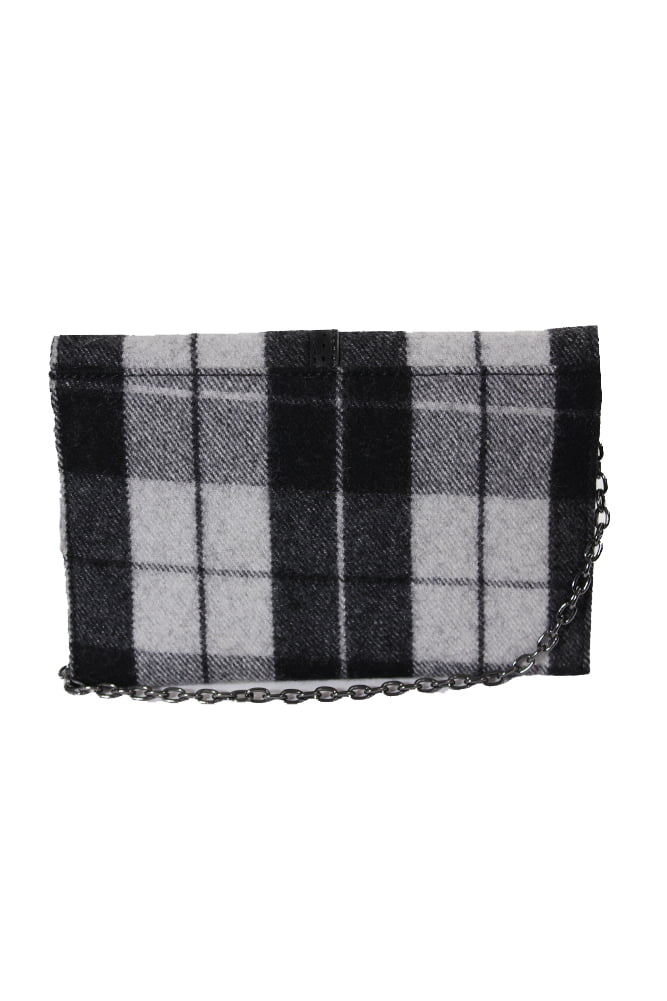 Nicole Hudson Black Bag Crossbody White Danielle OS Plaid