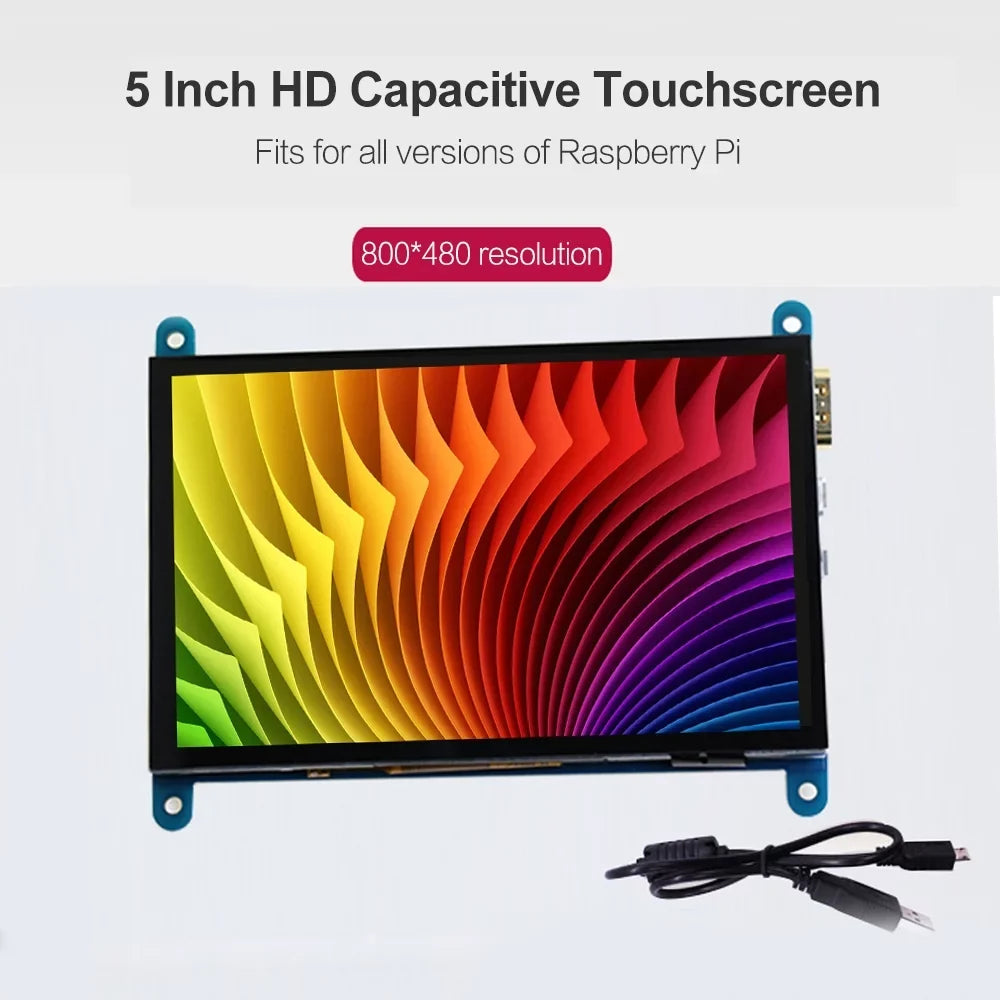 moobody Display with Small 800*480 with Portable USB Interface Touchscreen Resolution Capacitive Raspberry 5 Inch Pi Tool Compatible