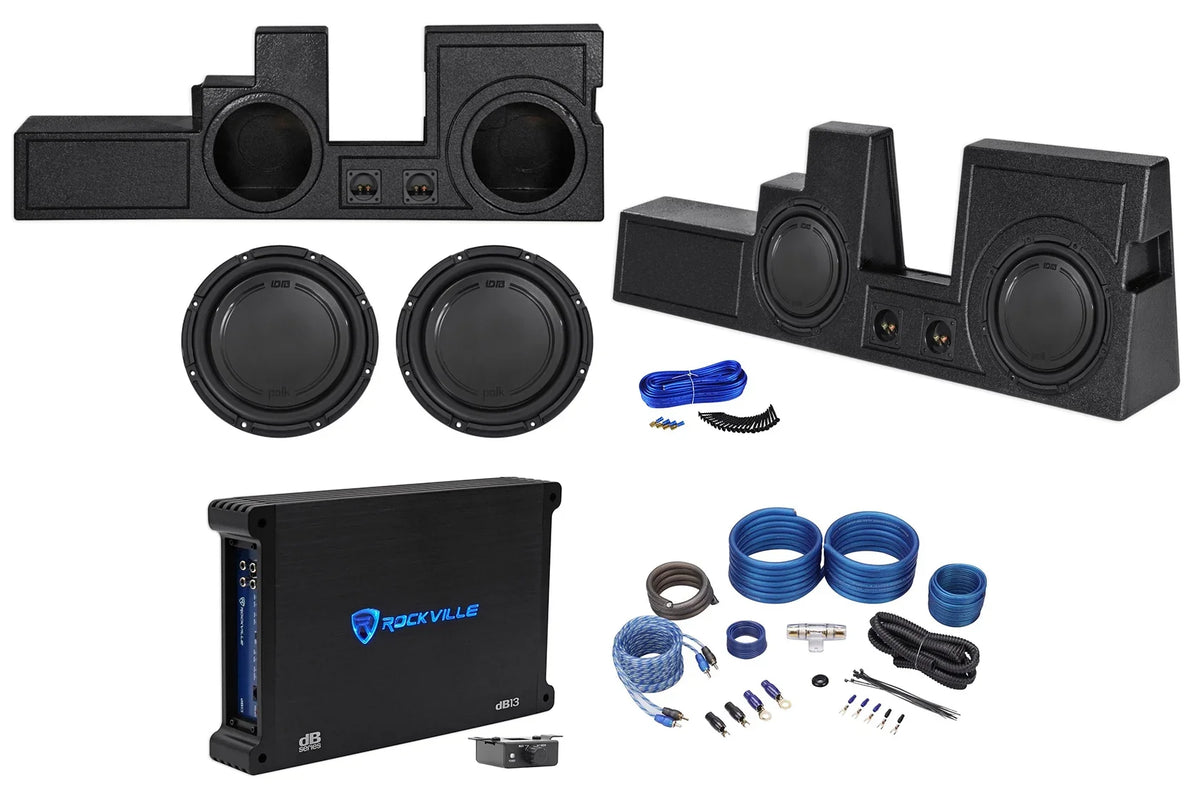 Subwoofers+Box+Amp+Wires classic Ford Polk Audio (2) 2000-2016 12" For F250/350/450