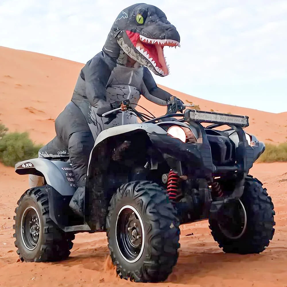 Raptor Costume DomKom Body Inflatable Dinosaur Costume Adult Grey Halloween Full Women Up Velociraptor T-rex Costume Blow Men
