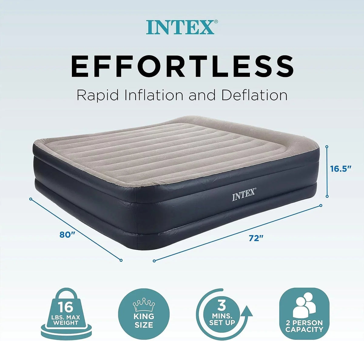 Pump, Air Raised Pillow Mattress King-Sized Air Firm Deluxe Inflatable with Portable Up trendy Internal Built-in Bed Blow
