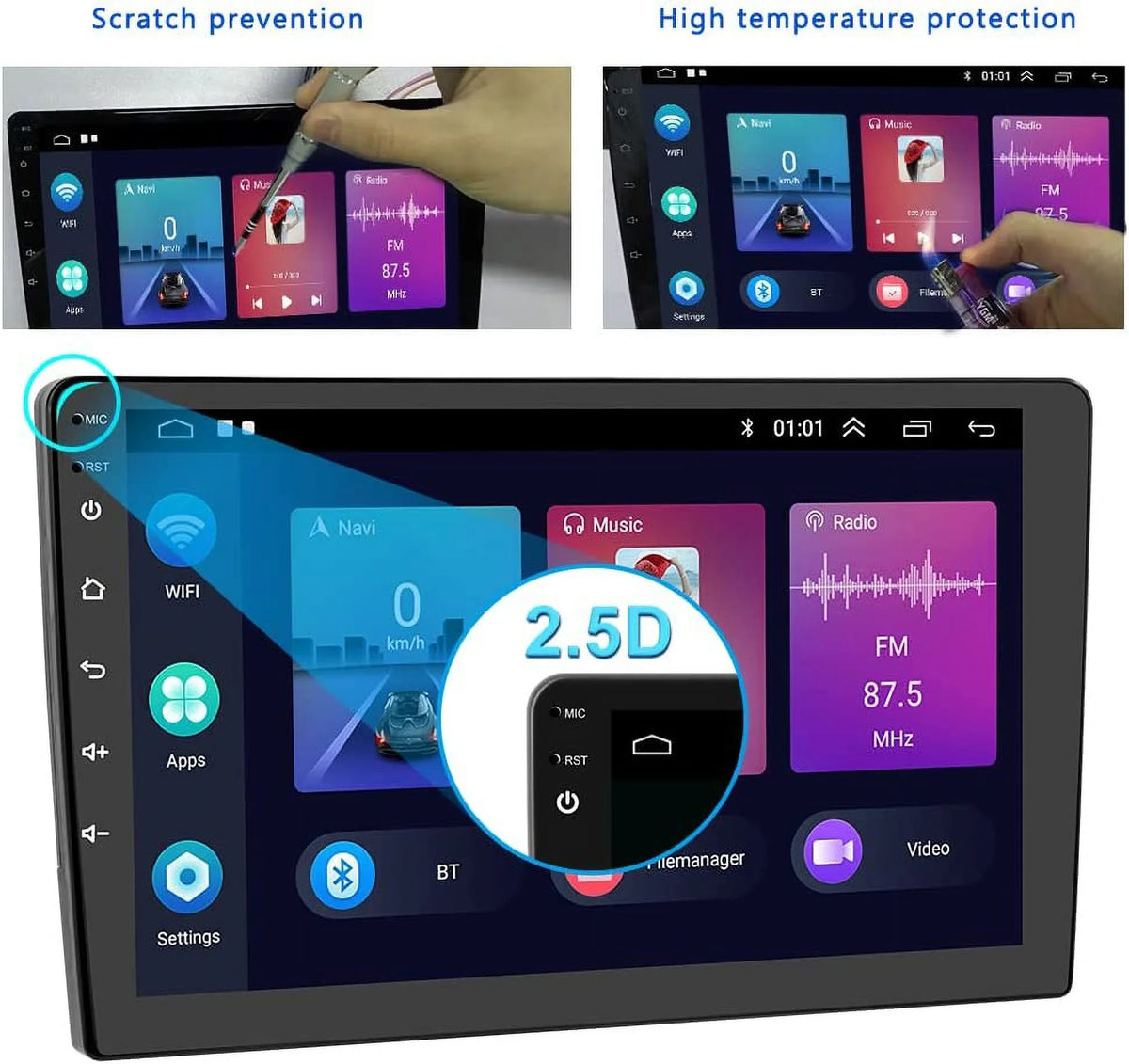 Support 13 Fastboot with WiFi Android Inch Android Connection Navigation Touch Carplay Radio Din Backup with Car special edition Wireless 1G+32G HiFi/BT/GPS 10.1 Camera Double Stereo Screen Auto, Car