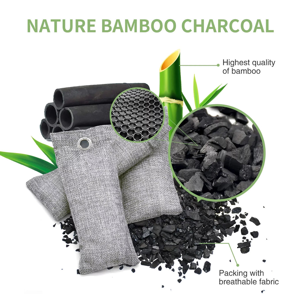 Shoe Odor Moisture Deodorizer, Home, Natural Charcoal Freshener, Closet Bags Charcoal Eliminators (6x50g, Activated Car Air Pet, Pack Odor Absorber, Purifying 6x150g) Air 12 Bag, Bamboo Absorber, For