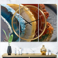 in. - Wall Clock Large 28 wide 3 Designart ART high - - x XV' DESIGN Panels 36 Fashion 'Mineral Slice high quality 3 Panels in.