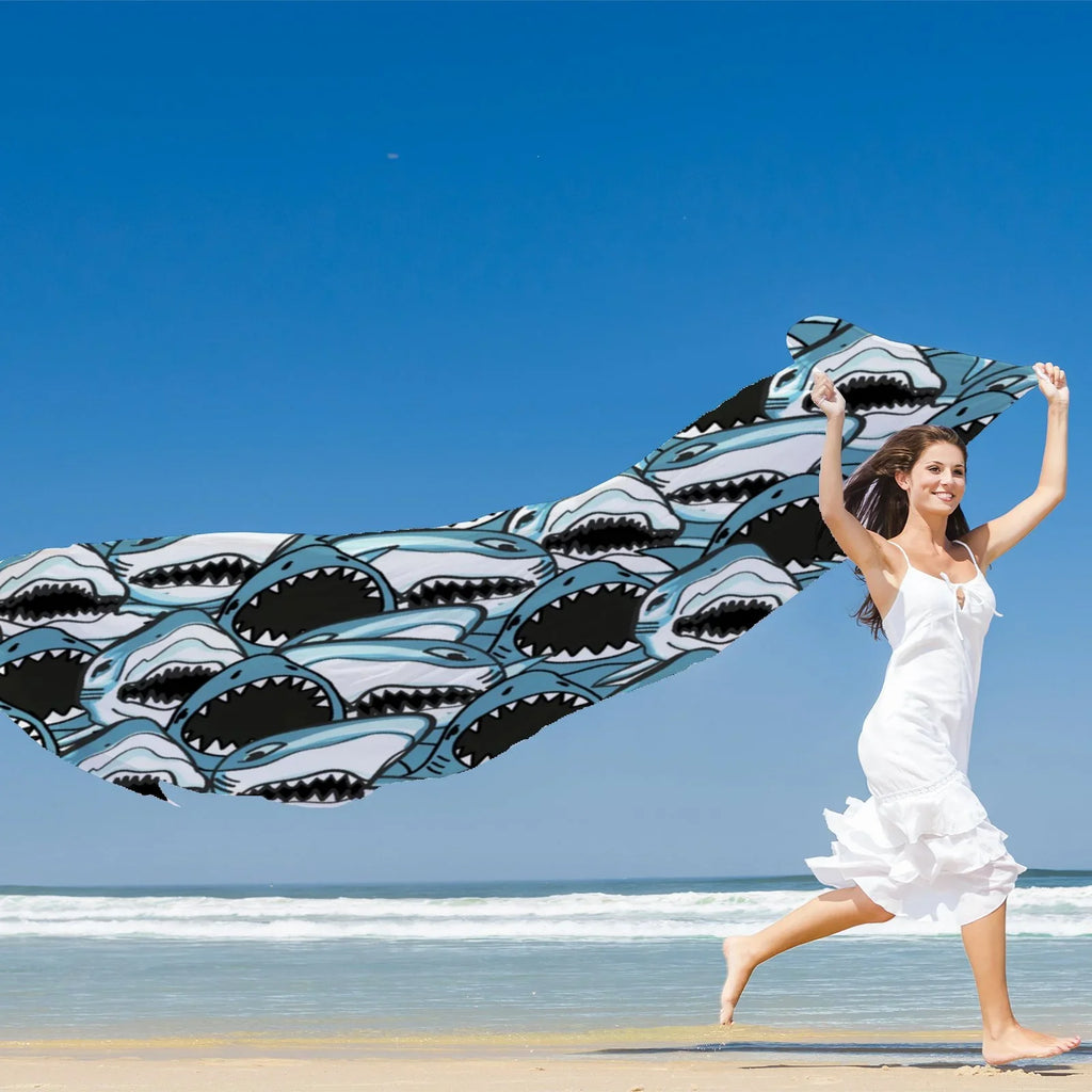 Silk Neck Long Hair Sunscreen Shark Oblong Gift Wraps classic Shawls Headscarf Large Scarf Angry Wraps Packed FREEAMG Women for