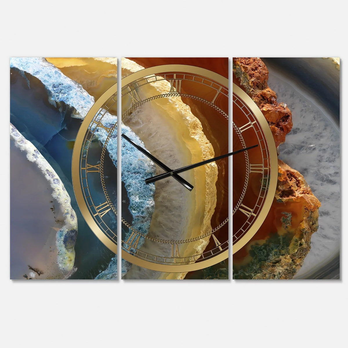 in. - Wall Clock Large 28 wide 3 Designart ART high - - x XV' DESIGN Panels 36 Fashion 'Mineral Slice high quality 3 Panels in.