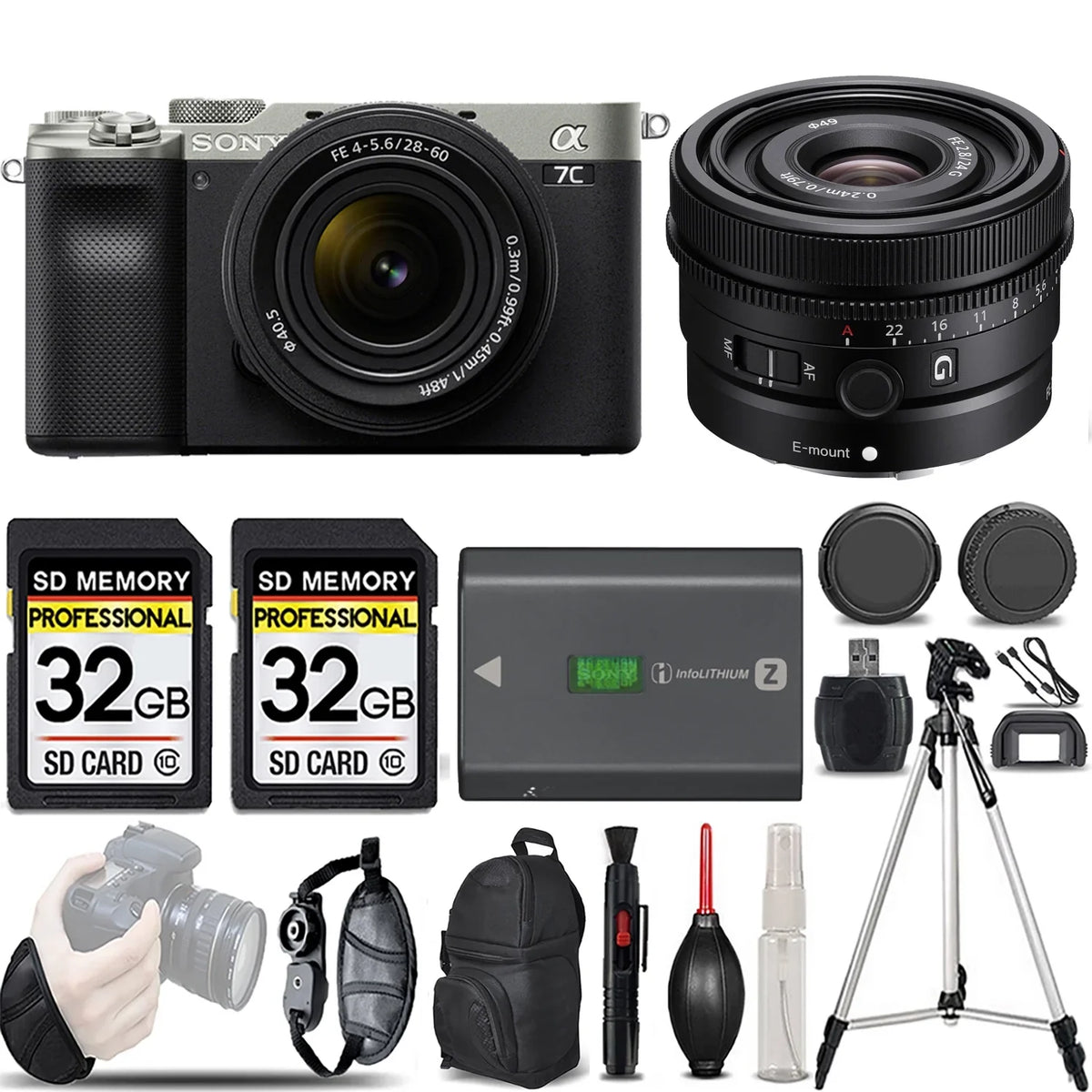 '-LOADED f/2.8 (Silver) Mirrorless Lens Lens+24mm 28-60mm a7C G Camera with KIT