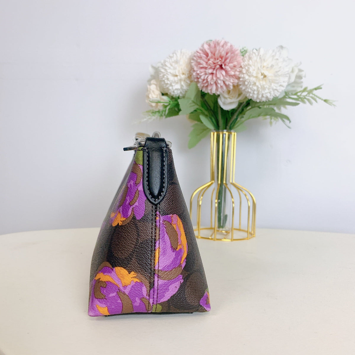Brown Rose Print Shoulder Canvas Coach special edition IN With Bag CL406 In Signature Charlotte Iris Multi