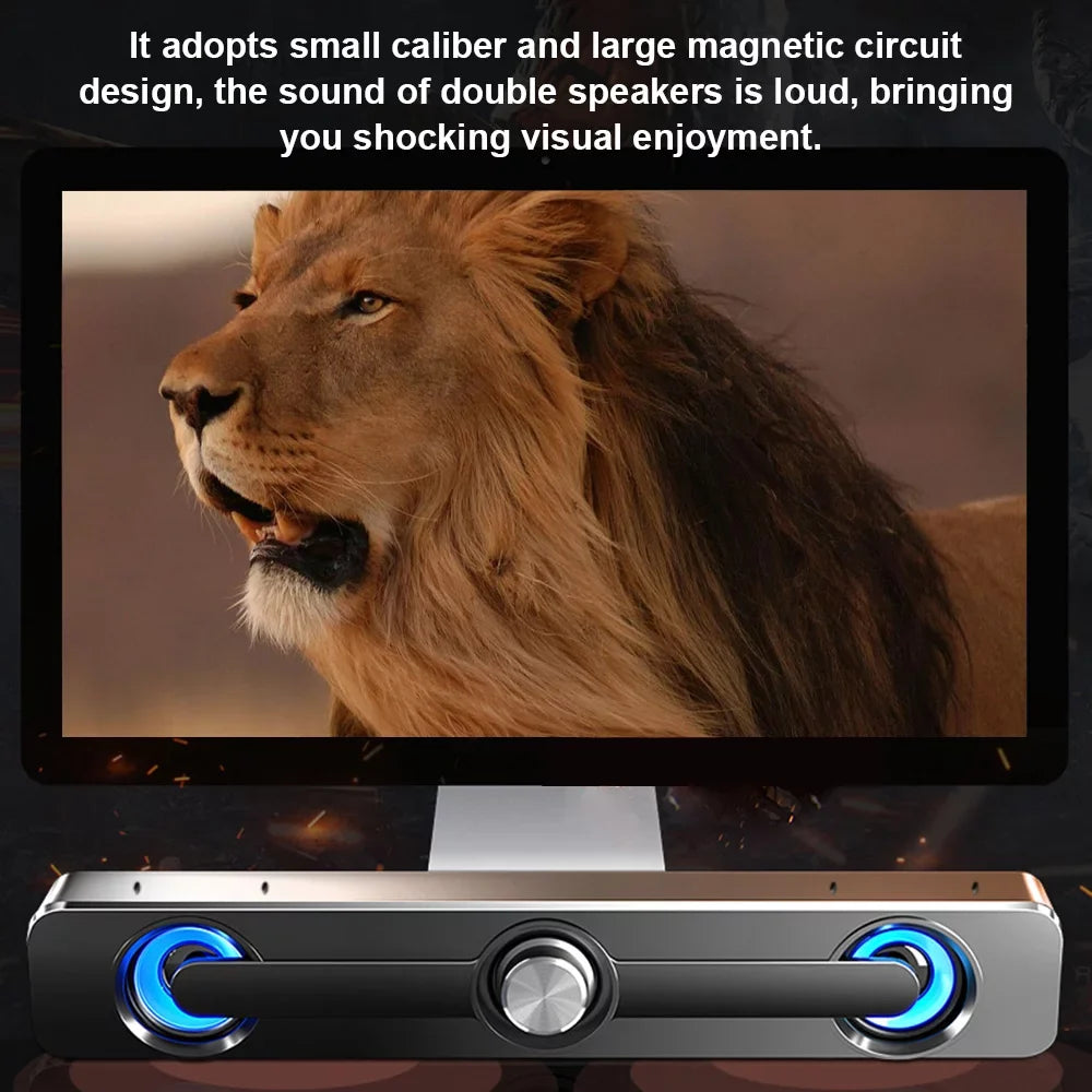 MP4 Tablet Bass PC Powerful Stereo Wired Subwoofer Phone Computer USB Sound MP3 Speaker Surround Box for Speaker Laptop V-111 Carevas Bar