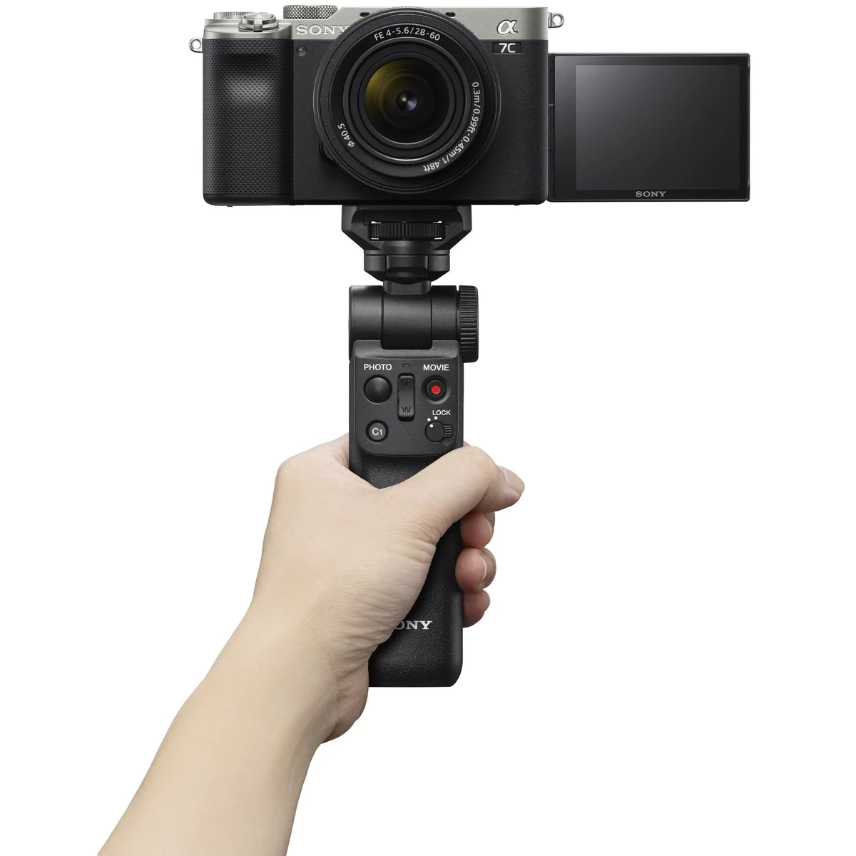 Accessories Remote with Bundle Body Frame Vlogger ACCVC1: Shooting Mirrorless Battery ILCE7CL/S Silver + Full + GP-VPT2BT + w. 2x F4-5.6 Camera Wireless Grip Bag Kit a7C Deco Lens & 28-60mm Gear