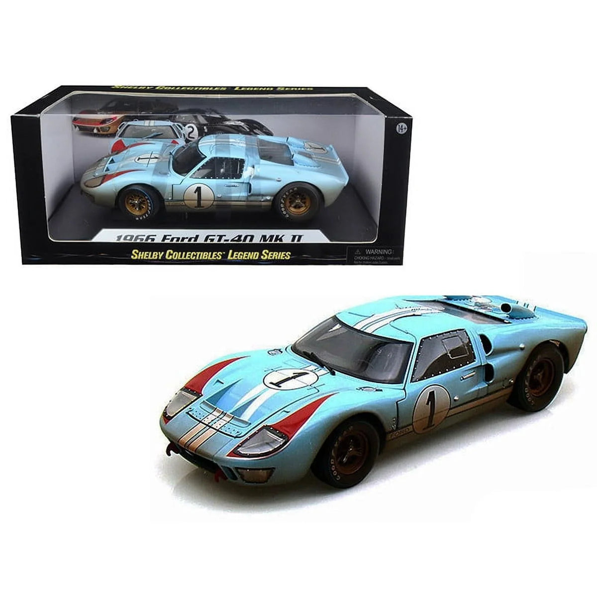 Gulf Dirty Version Model GT-40 by 1966 MK Diecast high quality 2 Ford Collectibles #1 1/18 Car Blue Shelby