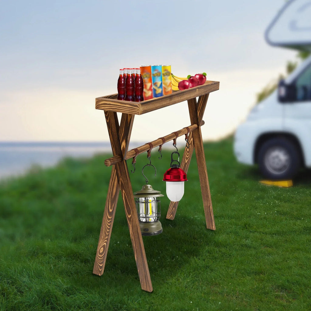 Wooden Grill Picnic Camping, Outdoor Shelf BBQ Rack Rack Picnic, for Storage Miumaeov Portable Table