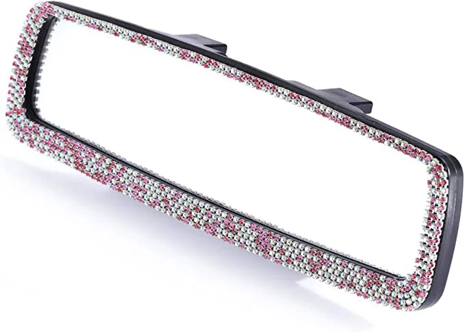 Car Bling Bling with Rear and Car Mirror, Bling View Interior Women Rearview HD Car Tee Mirror Accessories Glass, Decorations for