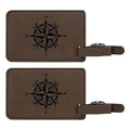 s Compass Nautical 2-Pack Luggage Cruise Set Luggage Travelers Luggage s Laser Gift Carry s Brown Leatherette Engraved On high quality Unique Luggage