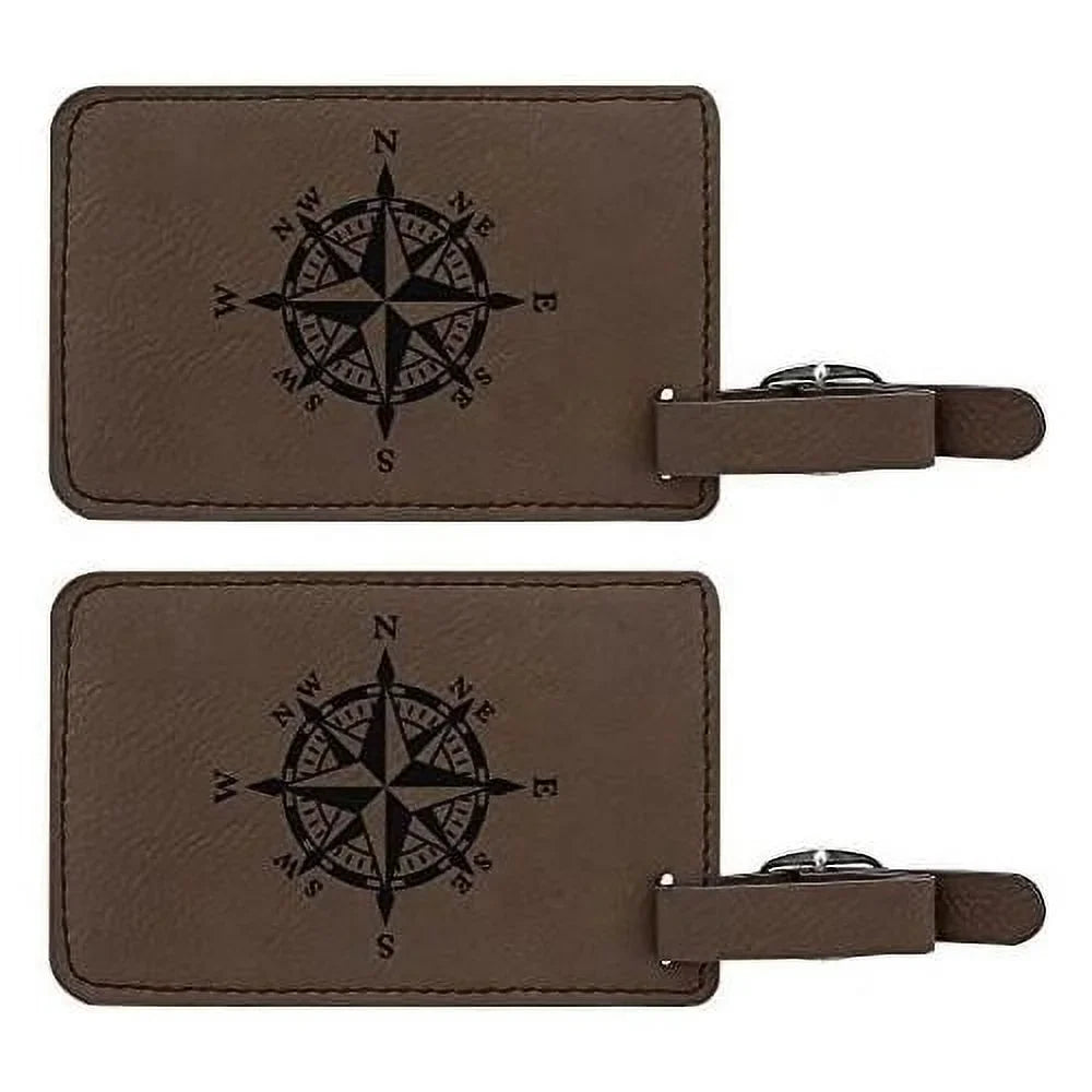 s Compass Nautical 2-Pack Luggage Cruise Set Luggage Travelers Luggage s Laser Gift Carry s Brown Leatherette Engraved On high quality Unique Luggage