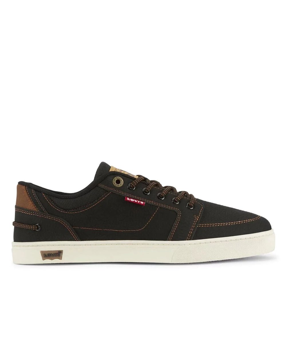 SHOES SNEAKERS LEVIS TRAINERS WAX BLACK/TAN SIZE LOW SPORTS MEN NEW 9.5 HARBOR
