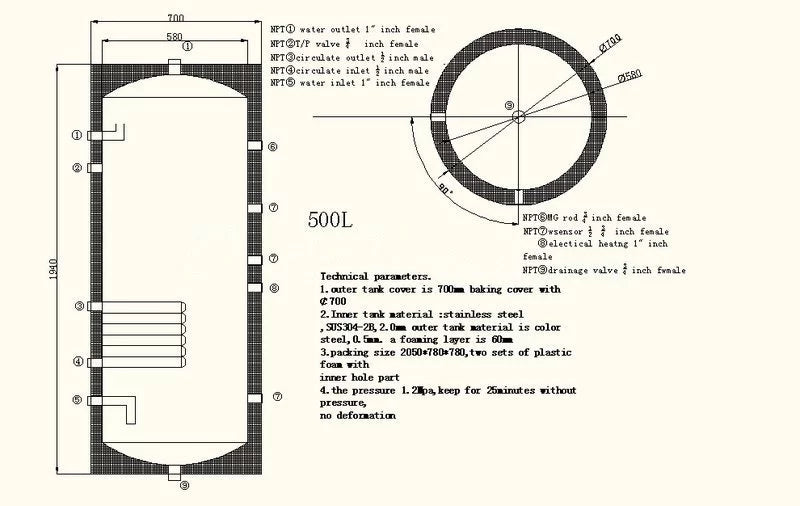 132 Liter Water Heater Coil 500 Hot Stainless Gallon Tank Exchanger Solar Copper new Steel Heat Single