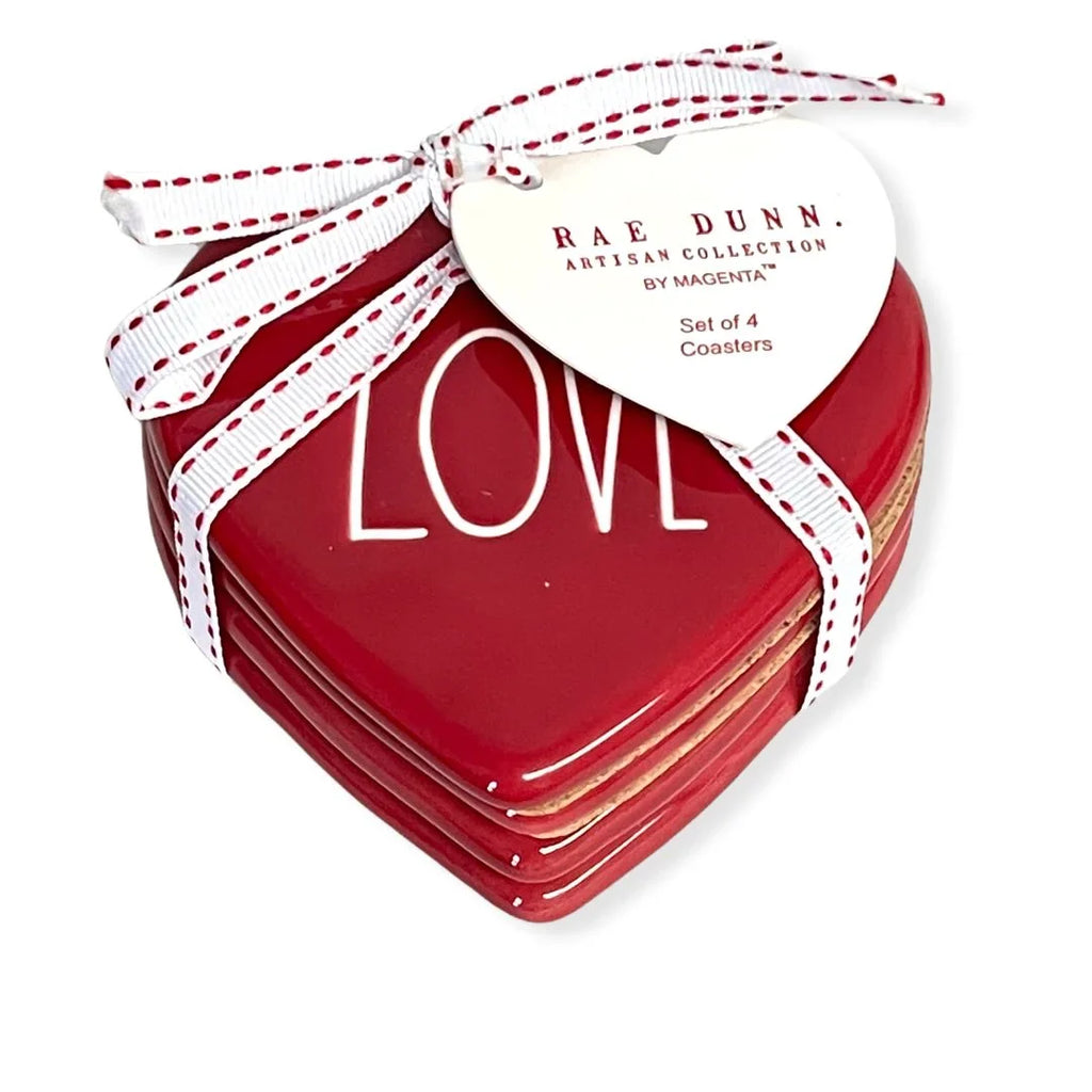 of LOVE Coasters Magenta Ceramic Dunn Red 4 Set Rae LL by Drink