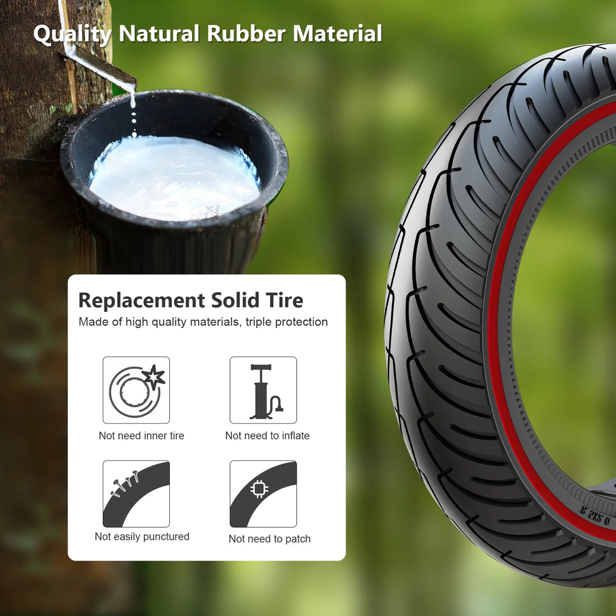 E Riding Inch Tomshoo for Puncture Mounting Tire M365 proof 8.5 2pcs with Set Solid Rubber Tyre Tool